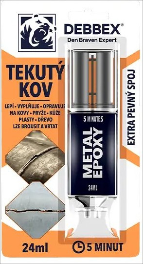 Tekuty kov 24ml - rychletuhnoucí dvousložkové epoxidové lepidlo (Den Braven)