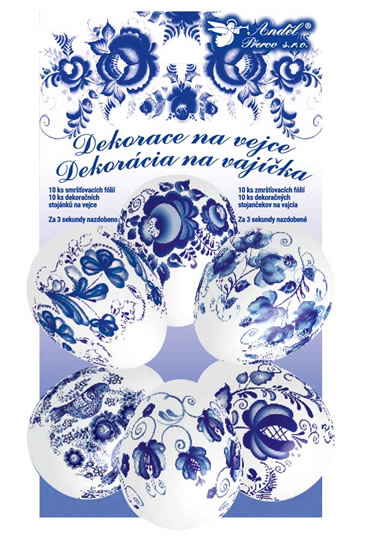 Smršťovací dekorace na vejce modré10ks