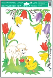 Corner window film with traditional Easter motifs - WITH A SHEEP