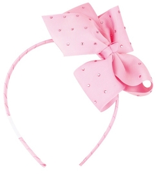 Headband with bow and pearls, dark pink