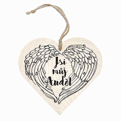 Decorative wooden heart 12 cm - You are my angel