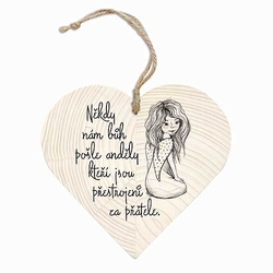 Decorative wooden heart 12 cm - angels and friends