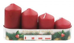 Advent candle cylinder burgundy straight 60, 75, 90, 105 x 50 mm, 4 pcs