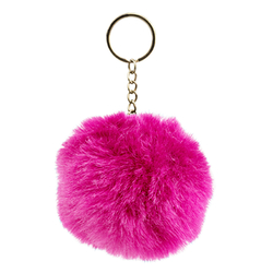 Furry key pendant, pink