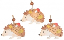 Wooden hedgehogs for hanging 7 cm, 3 pcs