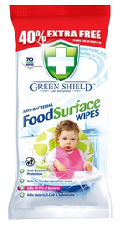 Green Shield Küchen- und Essbereiche, antibakterielle Reinigungs-Feuchttücher, 70 Stück