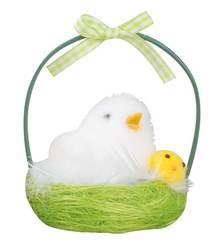 Green basket with a chick