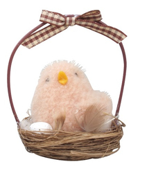 Brown basket with a chick