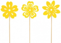 Квітка з фетру жовтого кольору з насічкою 6 см + шпажки