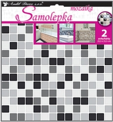 Plastic mosaic wall sticker, imitation tiles, 2 sheets 25.5 x 25.5 cm