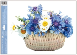 Window film flowers in a basket BLUE FLOWERS