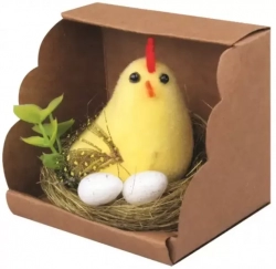 Yellow hen in the nest 7 cm