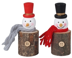 Сніговик з шарфом і дерев'яною шапочкою на підставці 4х10 см