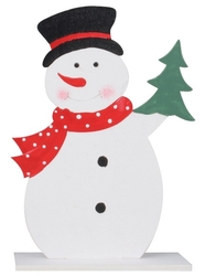 Snehuliak v klobúku drevený na postavenie 14 x 18 cm