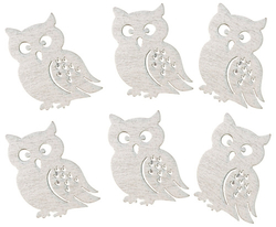 Wooden owl with glue 6 pcs