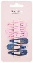 Clips with glitter 5 cm 6 pcs