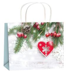 Christmas gift bag with heart glitter