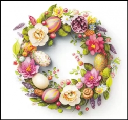 Napkins Easter floral wreath