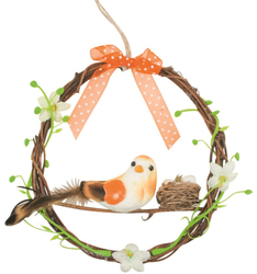 Wreath with a bird and a nest 14 cm for hanging