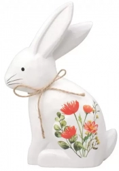 Wooden rabbit with a flower pattern to stand 18 cm 3D
