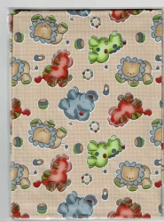 School tablecloth on the bench beige animals